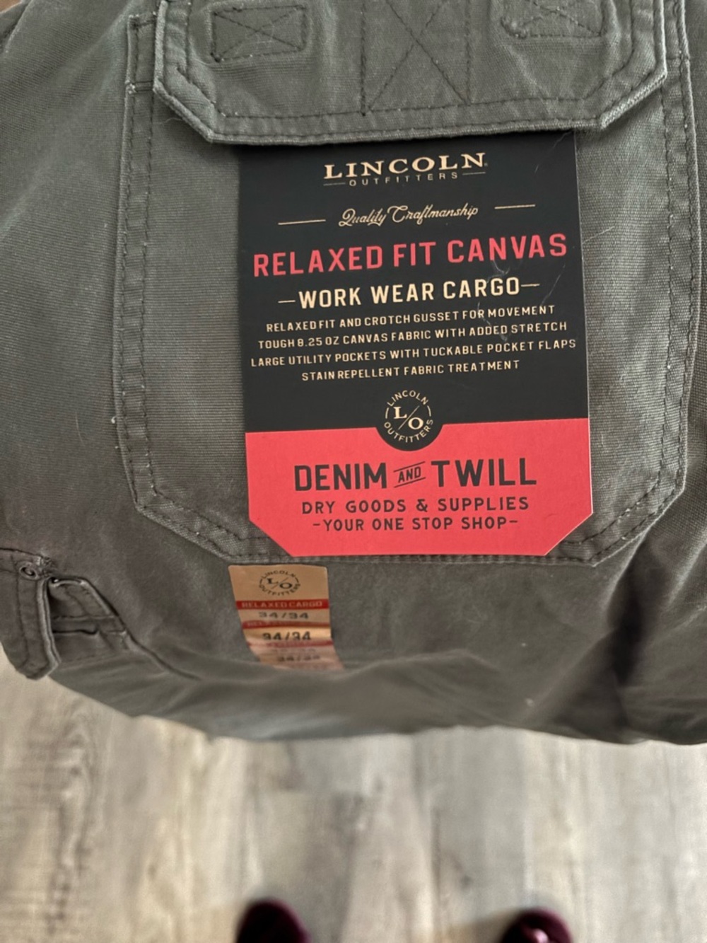 Lincoln Outfitters Relaxed Fit Canvas Work Wear Cargo Pants - Olive